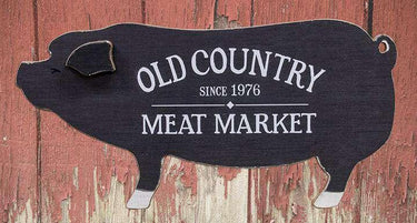 Old Country Meat Market Wooden Pig - The Fox Decor